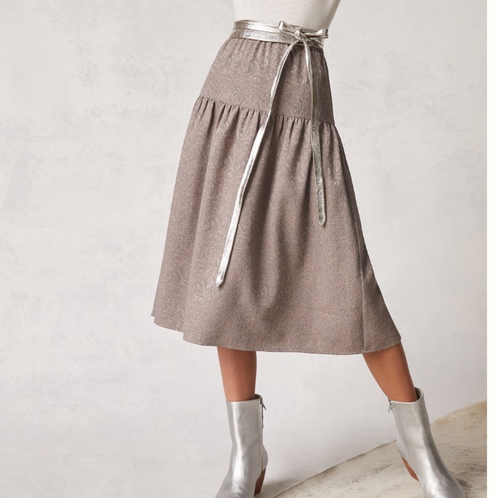 NWT Anthropologie Jacquard A-Line Midi Skirt. Size medium. Size medium. - Picture 8 of 8